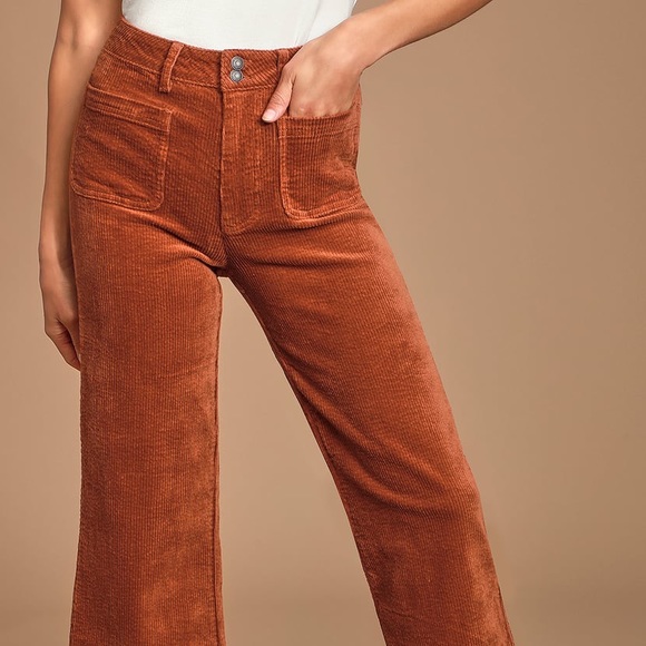 Rhythm - Rust Brown Corduroy Cropped Pants size 4 - Picture 4 of 5